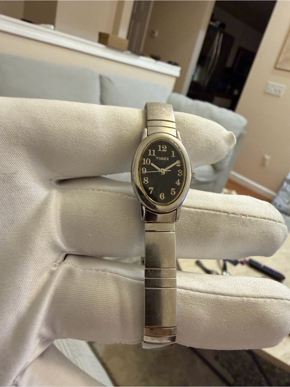 Timex Cavatina Women’s Watch – Silver & Gold Tone Oval Face – Expansion Band